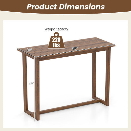 59 Inch Outdoor Bar Table with Slatted Top W2B