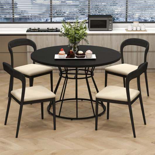 47 Inches Round Dining Table for 4 Farmhouse Kitchen Table with Wooden Tabletop-Black W2B