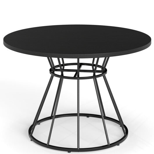 47 Inches Round Dining Table for 4 Farmhouse Kitchen Table with Wooden Tabletop-Black W2B