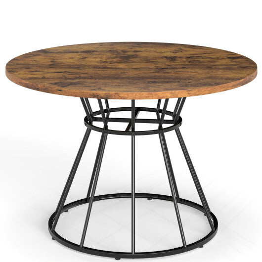 47 Inches Round Dining Table for 4 Farmhouse Kitchen Table with Wooden Tabletop-Black W2B