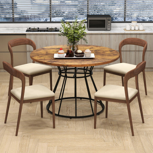 47 Inches Round Dining Table for 4 Farmhouse Kitchen Table with Wooden Tabletop-Black W2B
