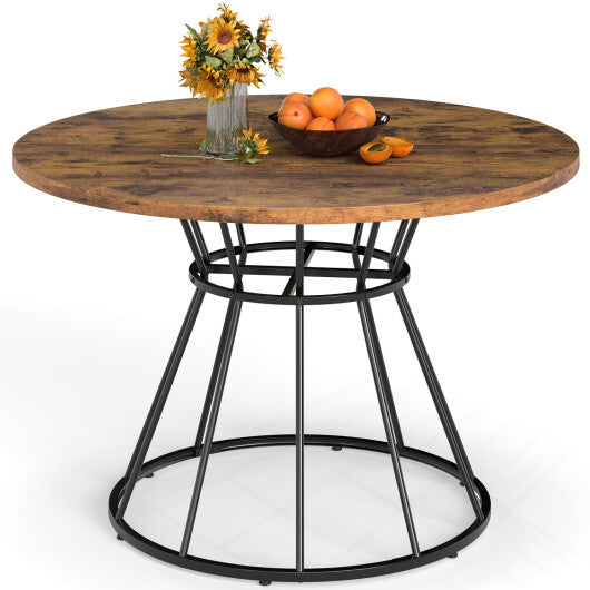 47 Inches Round Dining Table for 4 Farmhouse Kitchen Table with Wooden Tabletop-Black W2B