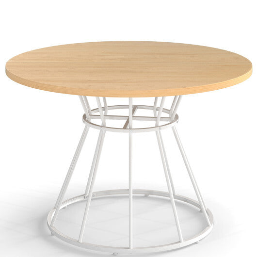 47 Inches Round Dining Table for 4 Farmhouse Kitchen Table with Wooden Tabletop-Black W2B