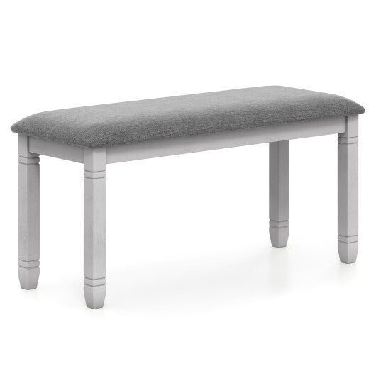 Upholstered Bedroom Bench with Padded Seat and Solid Wood Legs-Gray