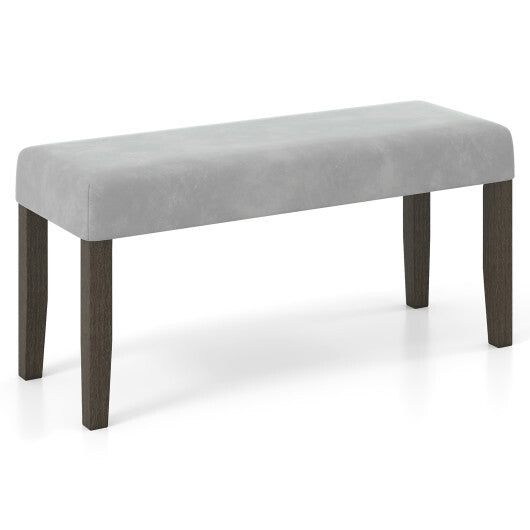 End of Bed Bench with Padded Seat and Solid Wood Legs-Gray
