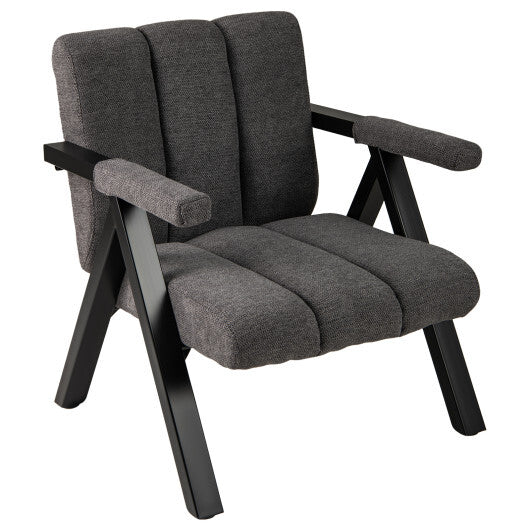 Oversized Accent Chair with Metal Frame and Armrests-Gray W2B