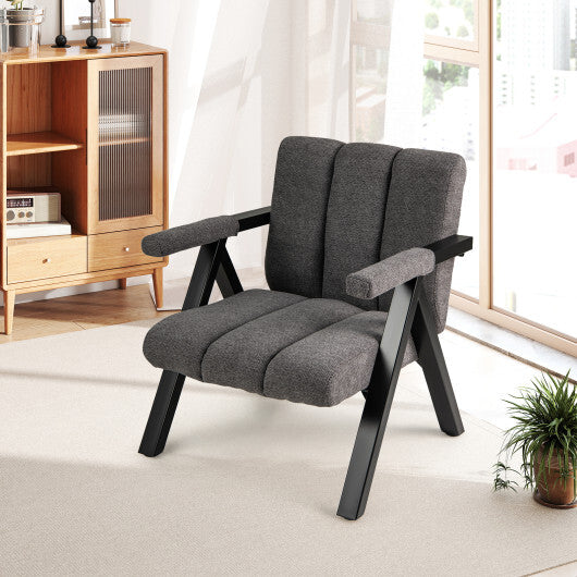 Oversized Accent Chair with Metal Frame and Armrests-Gray W2B