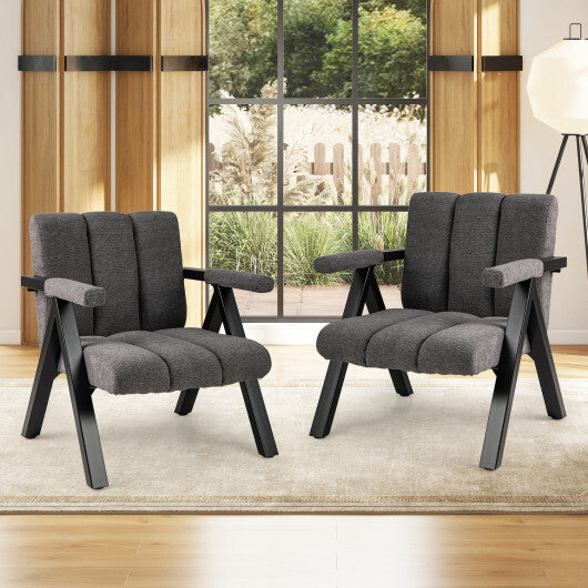 Oversized Accent Chair with Metal Frame and Armrests-Gray W2B