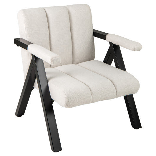 Oversized Accent Chair with Metal Frame and Armrests-Gray W2B