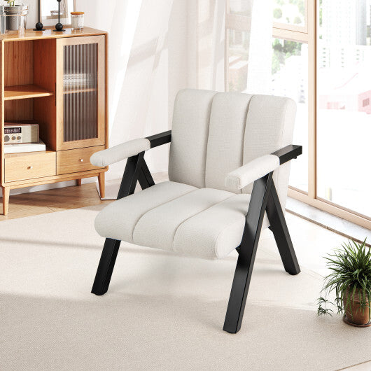 Oversized Accent Chair with Metal Frame and Armrests-Gray W2B