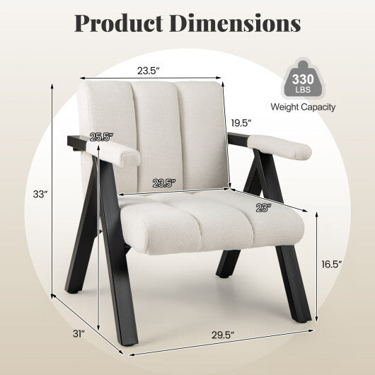 Oversized Accent Chair with Metal Frame and Armrests-Gray W2B