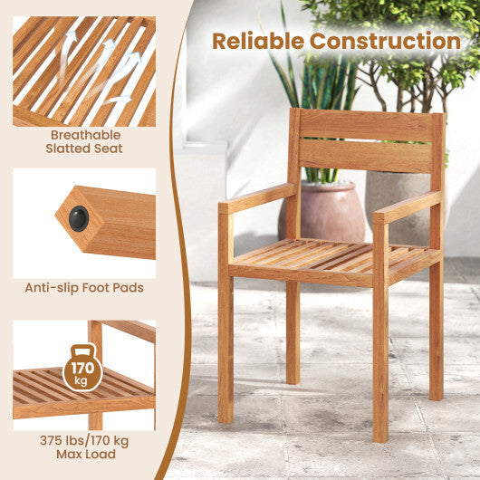 Outdoor Patio Dining Teak Wood Armchair W2B