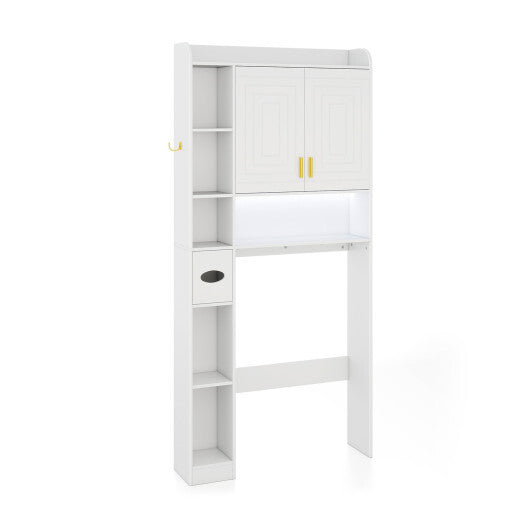 Freestanding Storage Cabinet Above Toilet with 2-Door Cabinet-White
