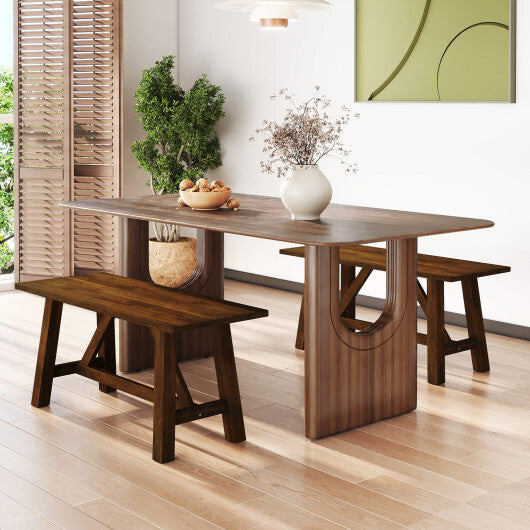 Wooden Entryway Bench Farmhouse Dining Bench with 400 LBS Weight Capacity-Brown