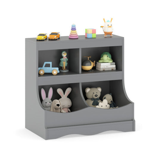 Toy Storage Organizer 4-Cubby Kids Bookcase for Toys and Books-Pink W2B