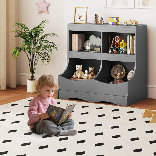 Toy Storage Organizer 4-Cubby Kids Bookcase for Toys and Books-Pink W2B