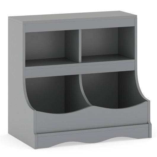 Toy Storage Organizer 4-Cubby Kids Bookcase for Toys and Books-Pink W2B