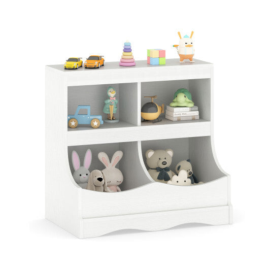 Toy Storage Organizer 4-Cubby Kids Bookcase for Toys and Books-Pink W2B