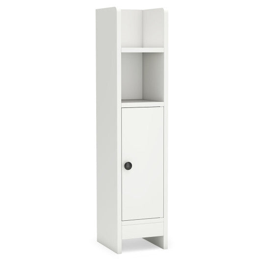 Bathroom Slim Cabinet Corner with Door and Adjustable Shelf-Black W2B