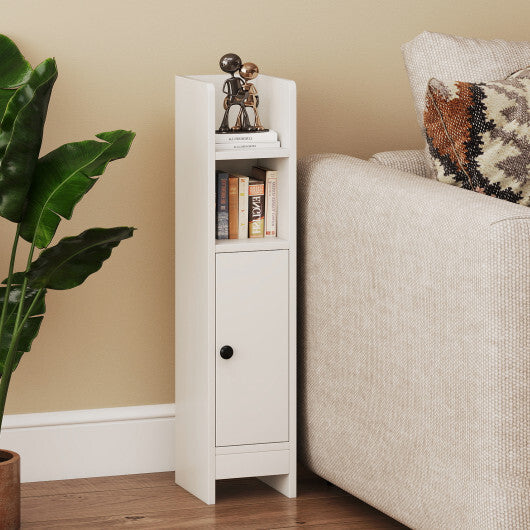 Bathroom Slim Cabinet Corner with Door and Adjustable Shelf-Black W2B
