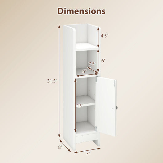 Bathroom Slim Cabinet Corner with Door and Adjustable Shelf-Black W2B