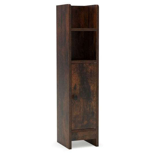 Bathroom Slim Cabinet Corner with Door and Adjustable Shelf-Black W2B