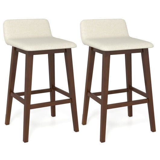 29 Inch Low-Back High-Top Chairs with Padded Seat and Rubber Wood Legs-White W2B