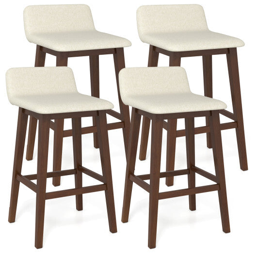 29 Inch Low-Back High-Top Chairs with Padded Seat and Rubber Wood Legs-White W2B
