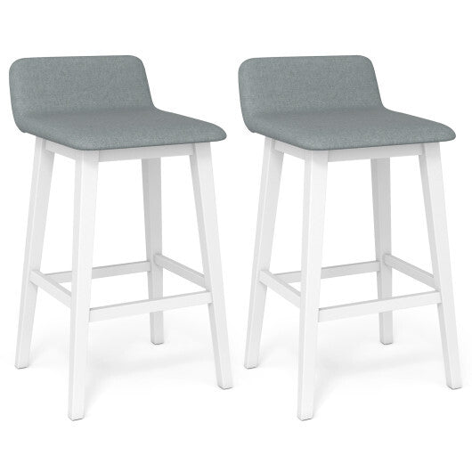 29 Inch Low-Back High-Top Chairs with Padded Seat and Rubber Wood Legs-White W2B