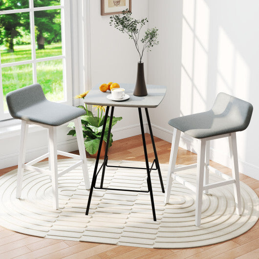 29 Inch Low-Back High-Top Chairs with Padded Seat and Rubber Wood Legs-White W2B