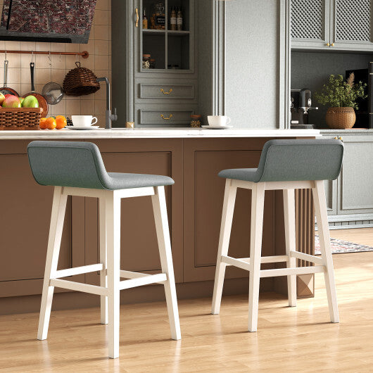 29 Inch Low-Back High-Top Chairs with Padded Seat and Rubber Wood Legs-White W2B