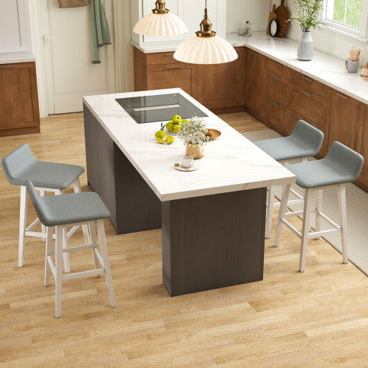 29 Inch Low-Back High-Top Chairs with Padded Seat and Rubber Wood Legs-White W2B