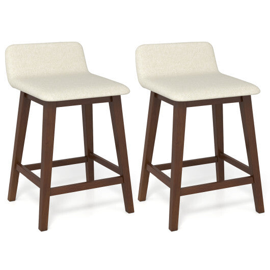 24 Inch Counter Height Bar Stools Set of 2 with Low Back-White