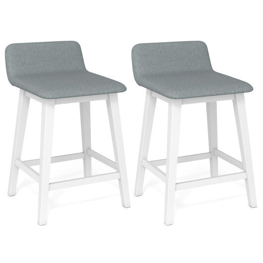 24 Inch Counter Height Bar Stools Set of 2 with Low Back-White