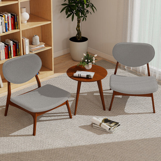 Accent Chairs Set of 2 with Side Table and Solid Wood Frame-Beige