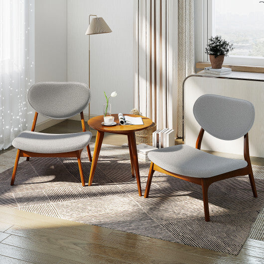 Accent Chairs Set of 2 with Side Table and Solid Wood Frame-Beige