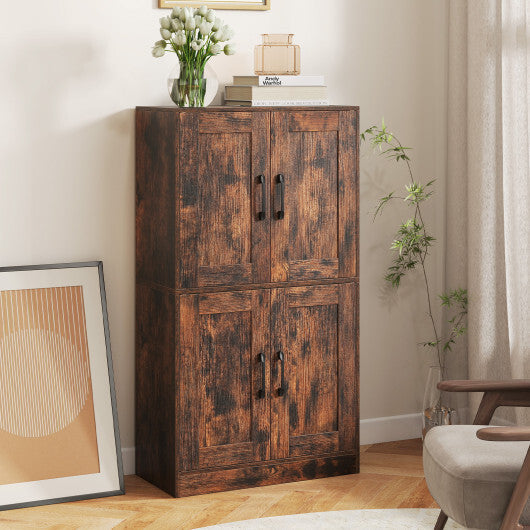 Bathroom Cabinet 43.5 inch Storage Cabinet with Doors and Adjustable Shelves-Rustic Brown