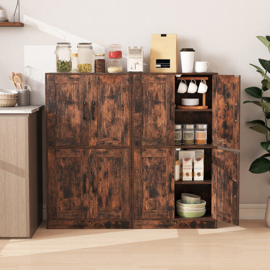 Bathroom Cabinet 43.5 inch Storage Cabinet with Doors and Adjustable Shelves-Rustic Brown