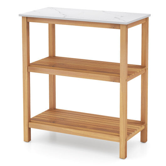 3-Tier Garden Potting Bench Table with Marble-Like Countertop W2B