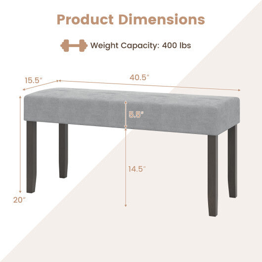 Upholstered Entryway Bench for End of Bed with Padded Seat-Gray