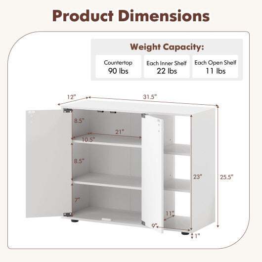 3-Tier Shoe Cabinet with Doors with Adjustable Open Shelves for Entryway-Natural W2B