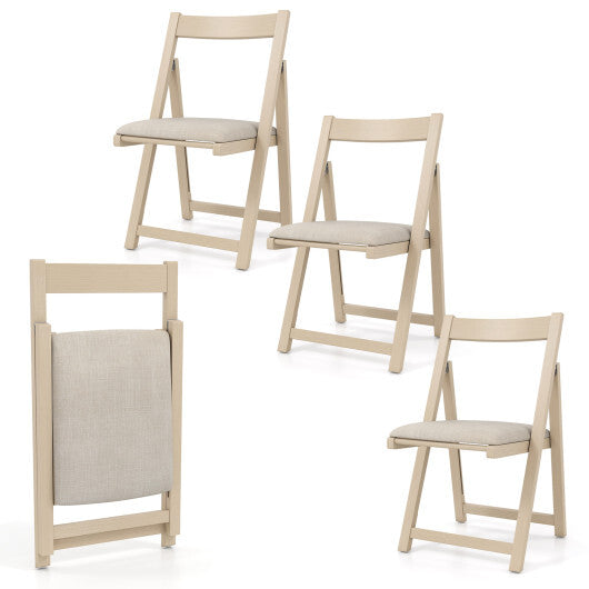 Folding Upholstered Dining Chair Set of 4 with Curved Backrest-Walnut