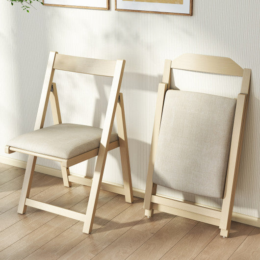 Folding Upholstered Dining Chair Set of 4 with Curved Backrest-Walnut