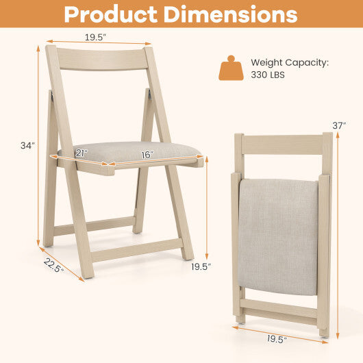 Folding Upholstered Dining Chair Set of 4 with Curved Backrest-Walnut