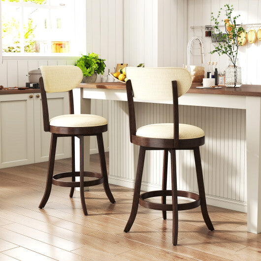 25.5 Inch Counter Height Chairs Set of 2 with Padded Seat and Backrest-Brown W2B