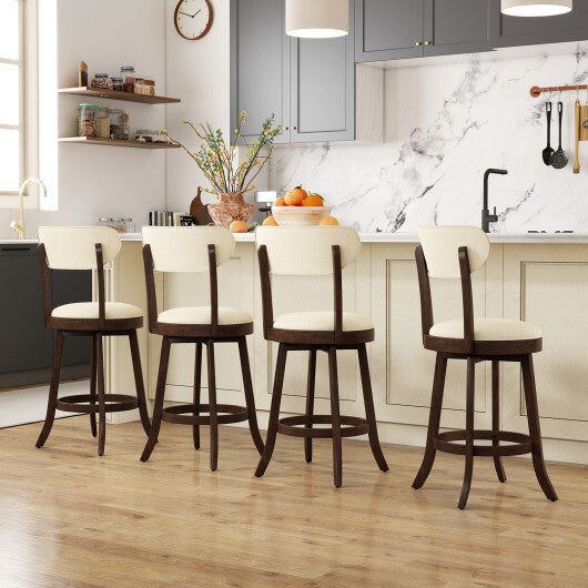 25.5 Inch Counter Height Chairs Set of 2 with Padded Seat and Backrest-Brown W2B