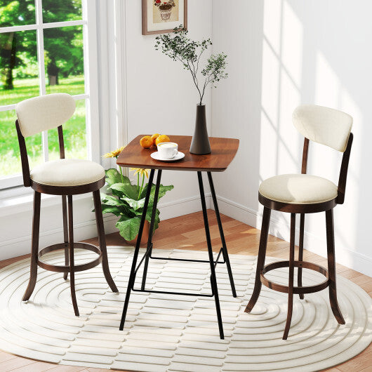 30.5 Inch Bar Height Chairs Set of 2 Swivel High Barstool with Padded Seat and Backrest-Brown