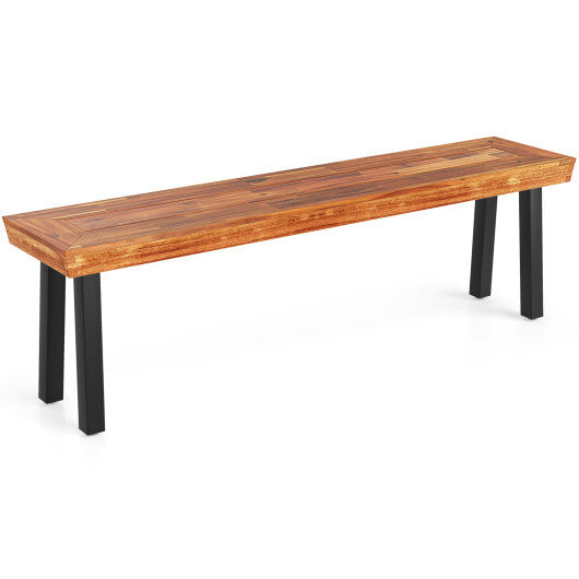 Set of 1 Outdoor Acacia Wood Benches 2-3 People Backless Garden Front Benches with Metal Frame-1 Piece W2B