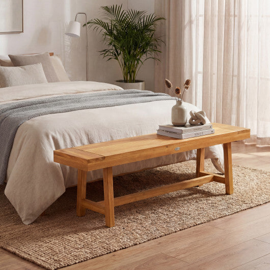 63 Inch Solid Wood Bench for up to 3 People W2B