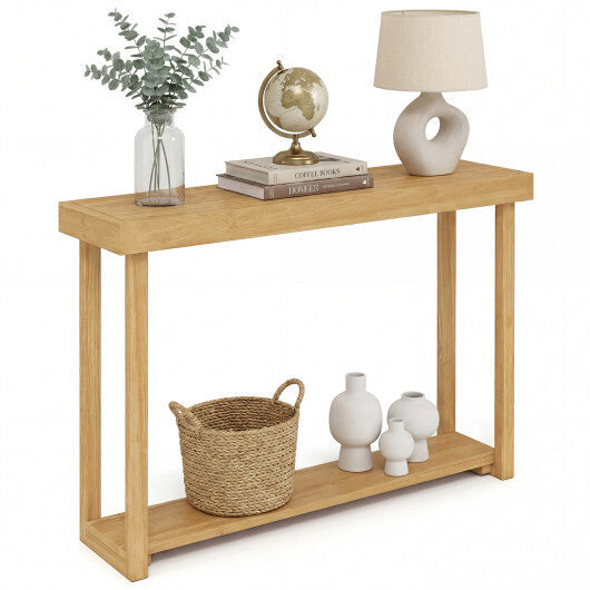 46 Inch Solid Wood Console Table 2-Tier Narrow Farmhouse Sofa Table W2B